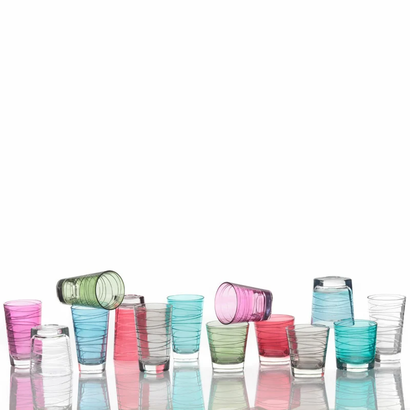 Leonardo Vario Struttura Trinkglas Klein 6er Set, Wasserglas, Saftglas, Glas, Türkis, 170 ml, 18231