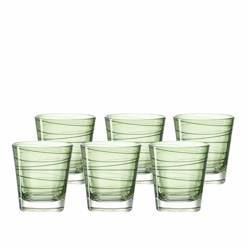 Leonardo Vario Struttura Trinkglas Klein 6er Set, Wasserglas, Saftglas, Glas, Grün, 170 ml, 18230
