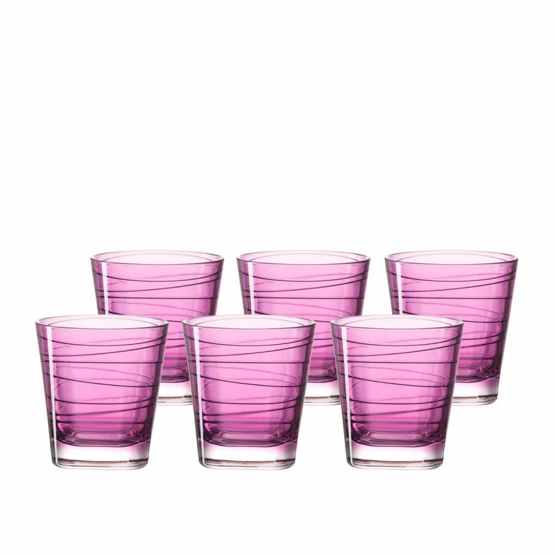 Leonardo Vario Struttura Trinkglas Klein 6er Set, Wasserglas, Saftglas, Glas, Lila, 170 ml, 18228