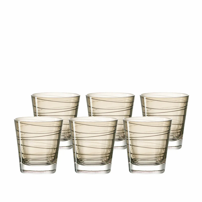 Leonardo Vario Struttura Trinkglas Klein 6er Set, Wasserglas, Saftglas, Glas, Braun, 170 ml, 18225