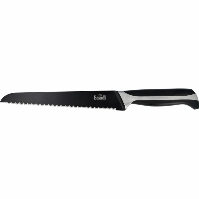 Birkmann Laib & Seele Brotmesser, Brot Messer, Brötchenmesser, Küchenmesser, Gebäckmesser, Schwarze Klinge, Edelstahl, 21 cm, 210455