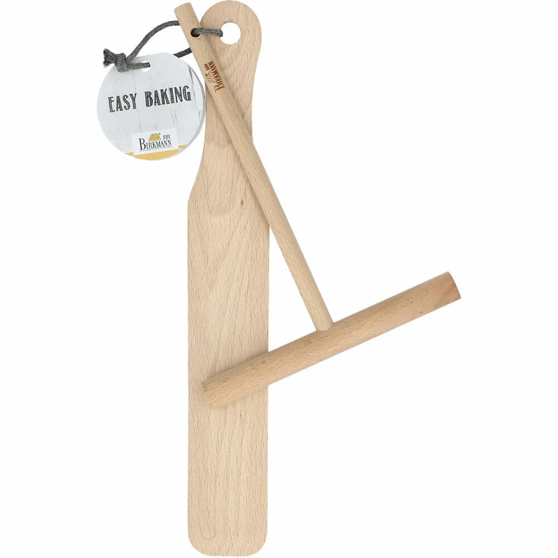Birkmann Crepes-Set, 2-tlg., Crepesroller, Crepeswender, Crepes Wender, Roller, Zubehör, Buchenholz, 330603