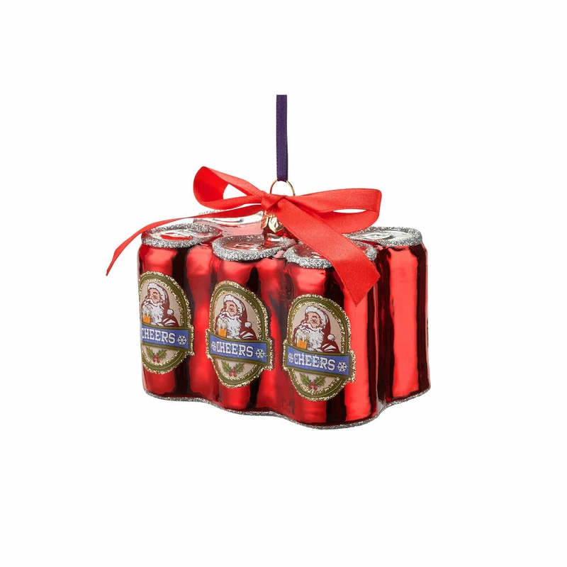 Gift Company Hänger Sixpack Bierdosen, Weihnachtsdeko, Anhänger, Baumschmuck, Glas / Polyester, Rot, 1071201003