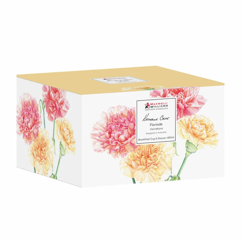 Maxwell & Williams Tasse mit Untertasse - Katherine Castle Floriade, Nelke , Bone China, Bunt, 480 ml, JY0034