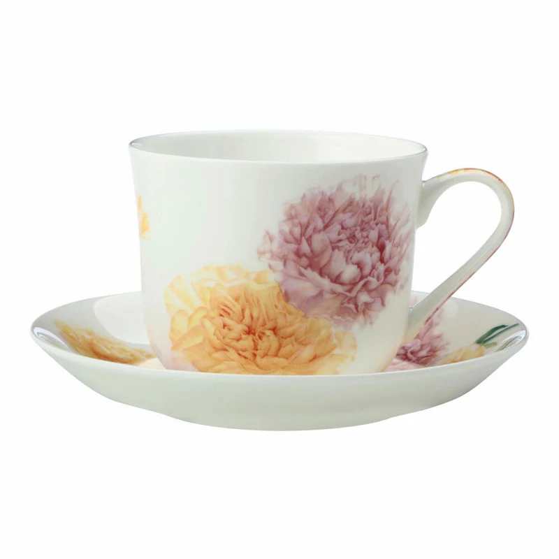 Maxwell & Williams Tasse mit Untertasse - Katherine Castle Floriade, Nelke , Bone China, Bunt, 480 ml, JY0034