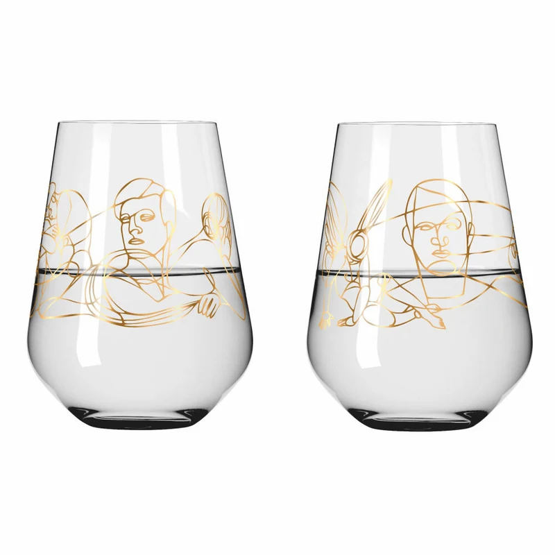 Ritzenhoff Wasserglas 2er-Set Sagengold 001, Burkhard Neie, Kristallglas, 540 ml, 3421001