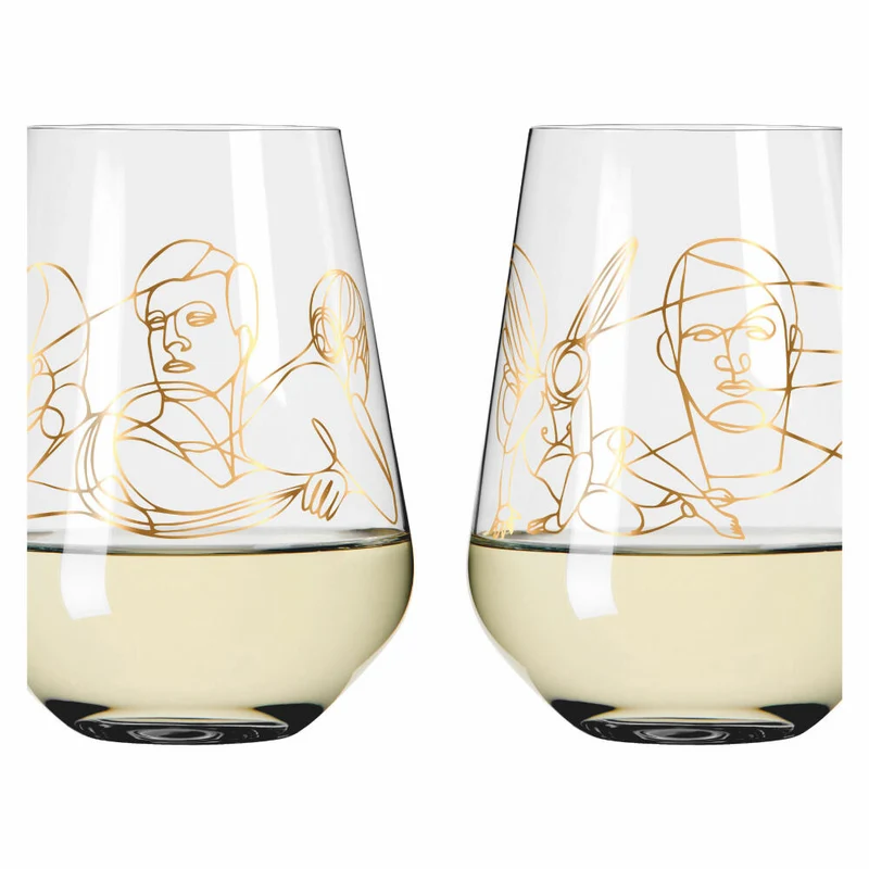 Ritzenhoff Wasserglas 2er-Set Sagengold 001, Burkhard Neie, Kristallglas, 540 ml, 3421001