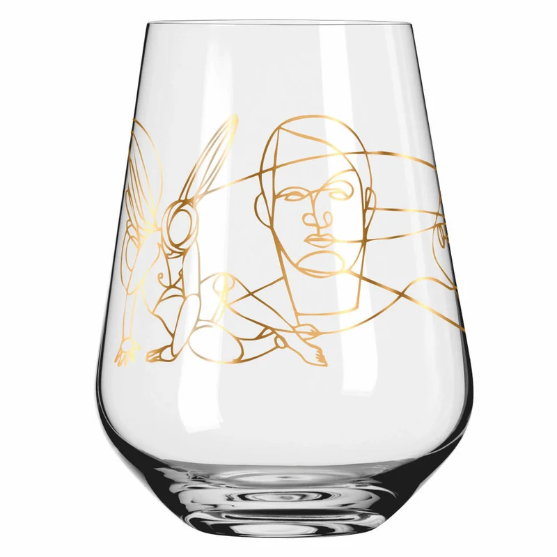 Ritzenhoff Wasserglas 2er-Set Sagengold 001, Burkhard Neie, Kristallglas, 540 ml, 3421001