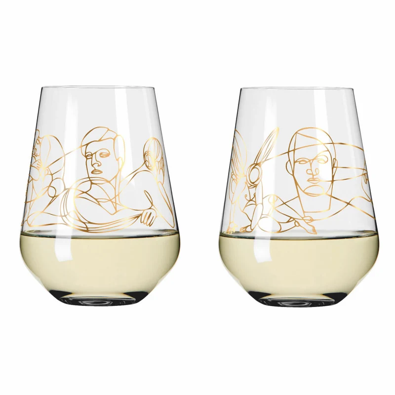 Ritzenhoff Wasserglas 2er-Set Sagengold 001, Burkhard Neie, Kristallglas, 540 ml, 3421001