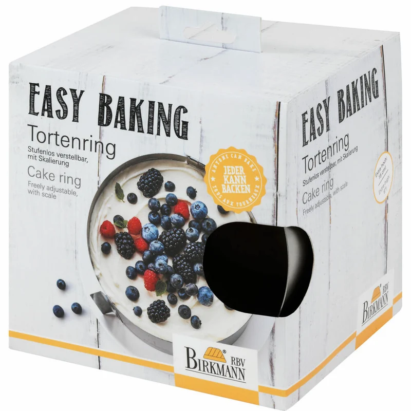 Birkmann Easy Baking Tortenring, Extra Hoch, Torten Ring, Kuchenform, Verstellbar, Edelstahl, 429413