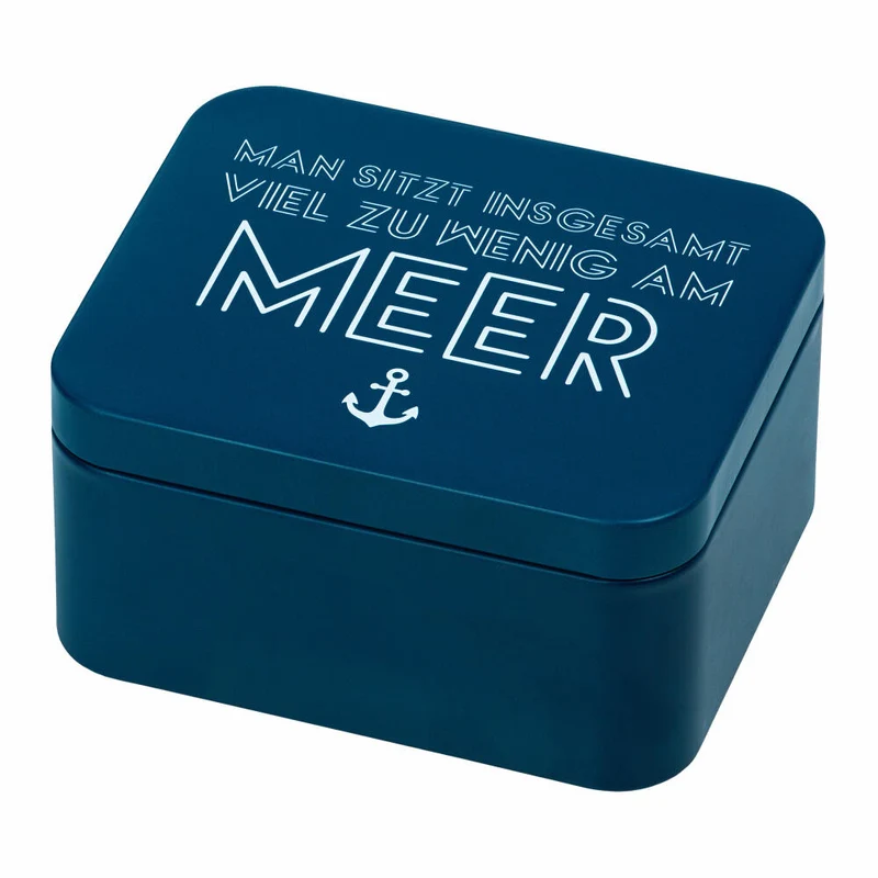 Birkmann Geschenkbox Am Meer, Blechdose, Geschenkdose, Box, Weißblech, Blau, 12 x 10 x 6 cm, 438217