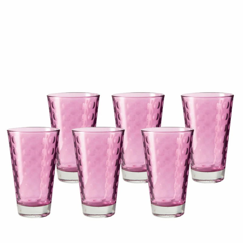 Leonardo Optic Longdrinkglas 6er Set, Cocktailglas, Trinkglas, Becher, Glas, Viola, 200 ml, 14770