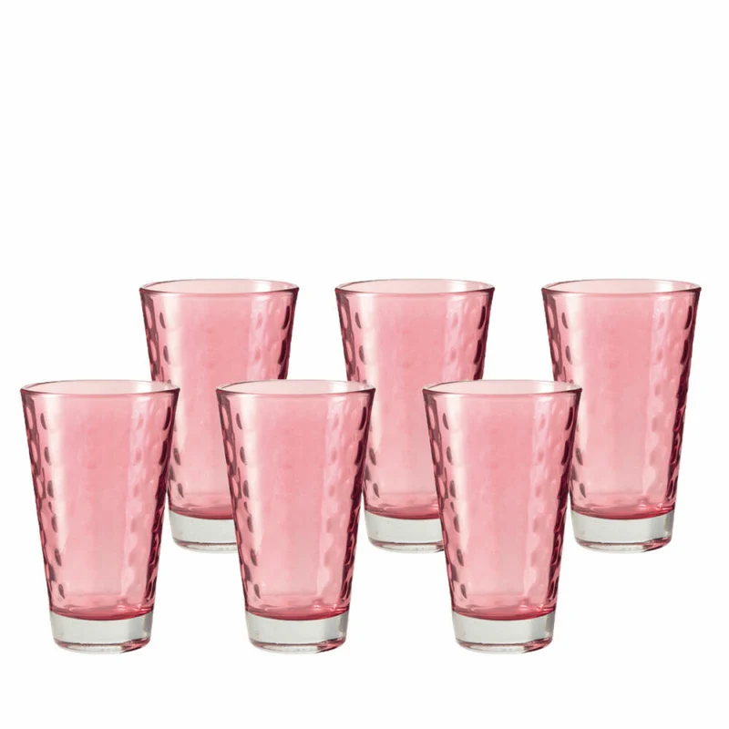 Leonardo Optic Longdrinkglas 6er Set, Cocktailglas, Trinkglas, Becher, Glas, Rubino, 200 ml, 14769