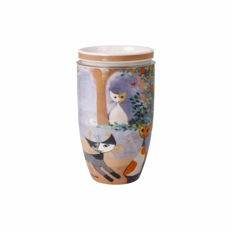 Goebel Teetasse mit Deckel und Sieb Rosina Wachtmeister - Tempi felici, Fine Bone China, Bunt, 0.45 L, 66861321