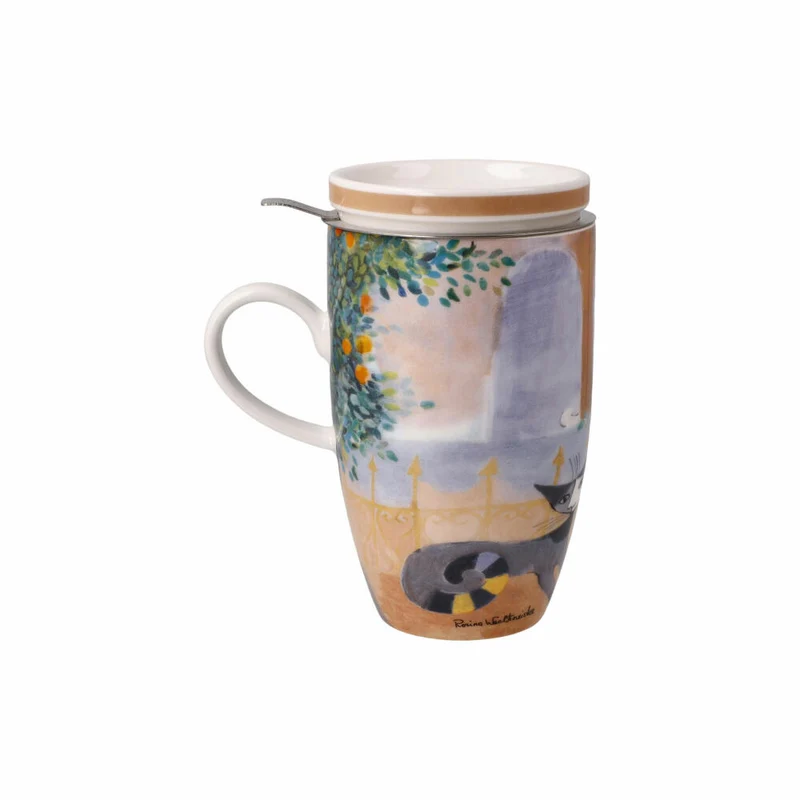 Goebel Teetasse mit Deckel und Sieb Rosina Wachtmeister - Tempi felici, Fine Bone China, Bunt, 0.45 L, 66861321