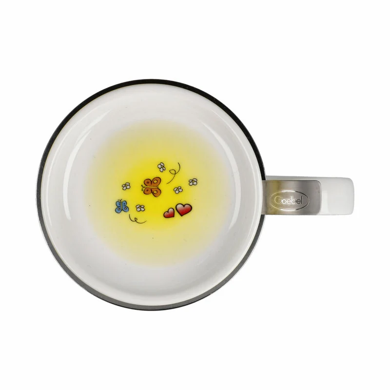 Goebel Teetasse mit Deckel und Sieb Der kleine Yogi - Eat Chill Love, Becher, Fine Bone China, Bunt, 450 ml, 54102831