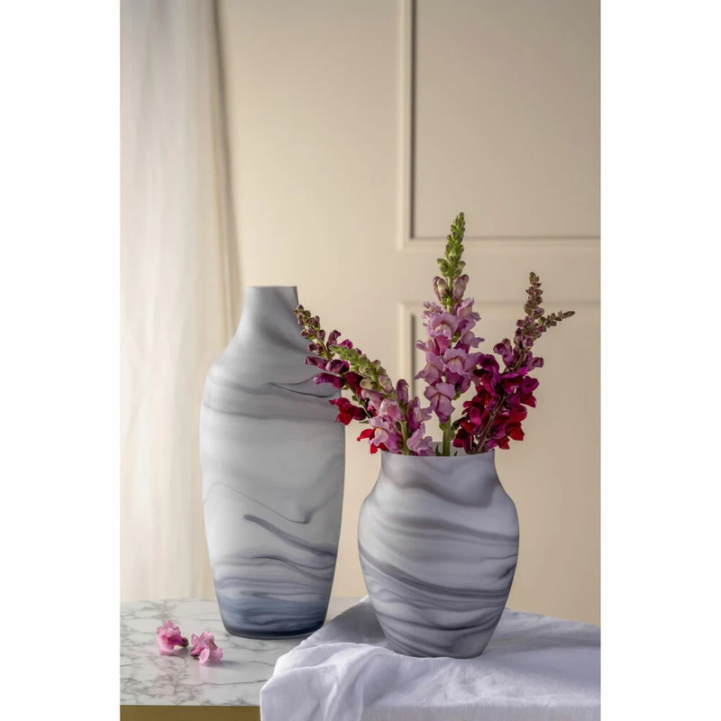Leonardo Vase Poesia Marmoroptik, Blumenvase, Dekovase, Glasvase, Kalk-Natron Glas, H 22.5 cm, 076436