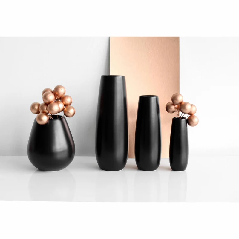 ASA Selection ease Vase Black Iron, Blumenvase, Bodenvase, Dekovase, Steingut, Schwarz Matt, H 45 cm, 92031174