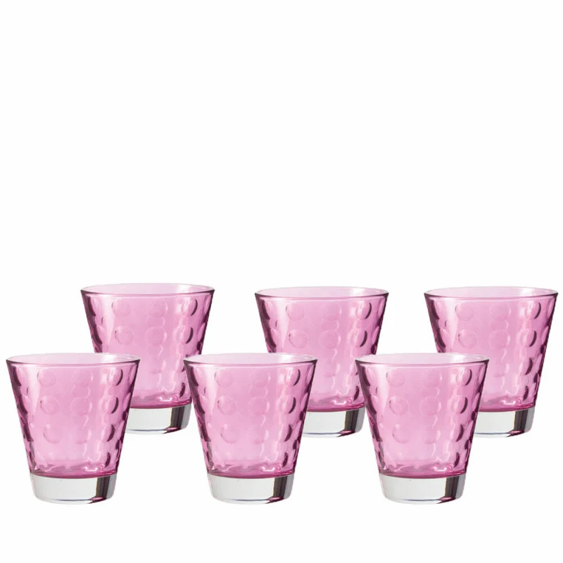 Leonardo Optic Whiskeybecher 6er Set, Whiskey, Whisky Glas, Tumbler, Glas, Viola, 140 ml, 17990