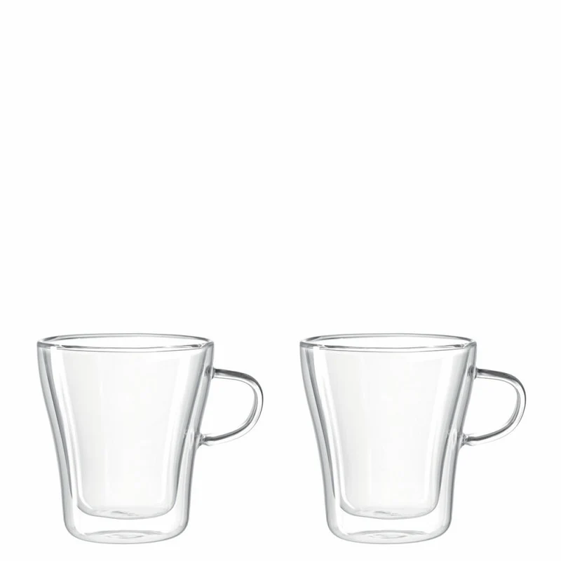 Leonardo Duo Henkelbecher Doppelwandig 2er Set, Becher, Handgefertigt, Glas, 180 ml, 14659