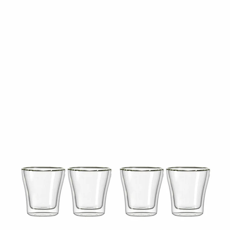 Leonardo Duo Becher 4er Set, Thermoglas, Kaffeeglas, Doppelwandig, Borosilikatglas, 40 ml, 50279
