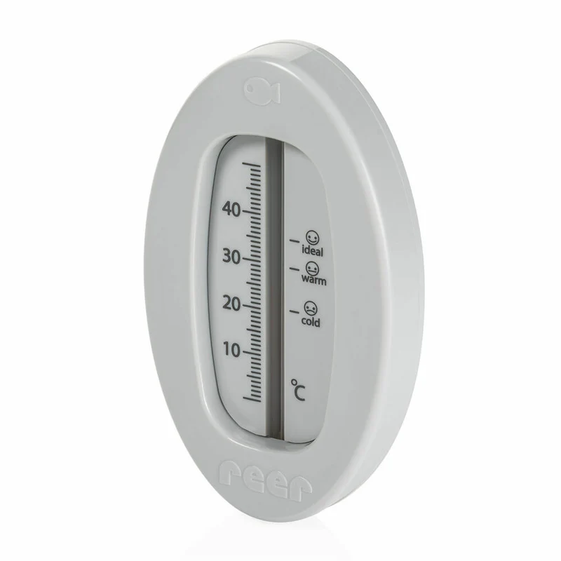 reer Badethermometer Oval, Bade Thermometer, Badewasser Temperaturmesser, Grau, 24112