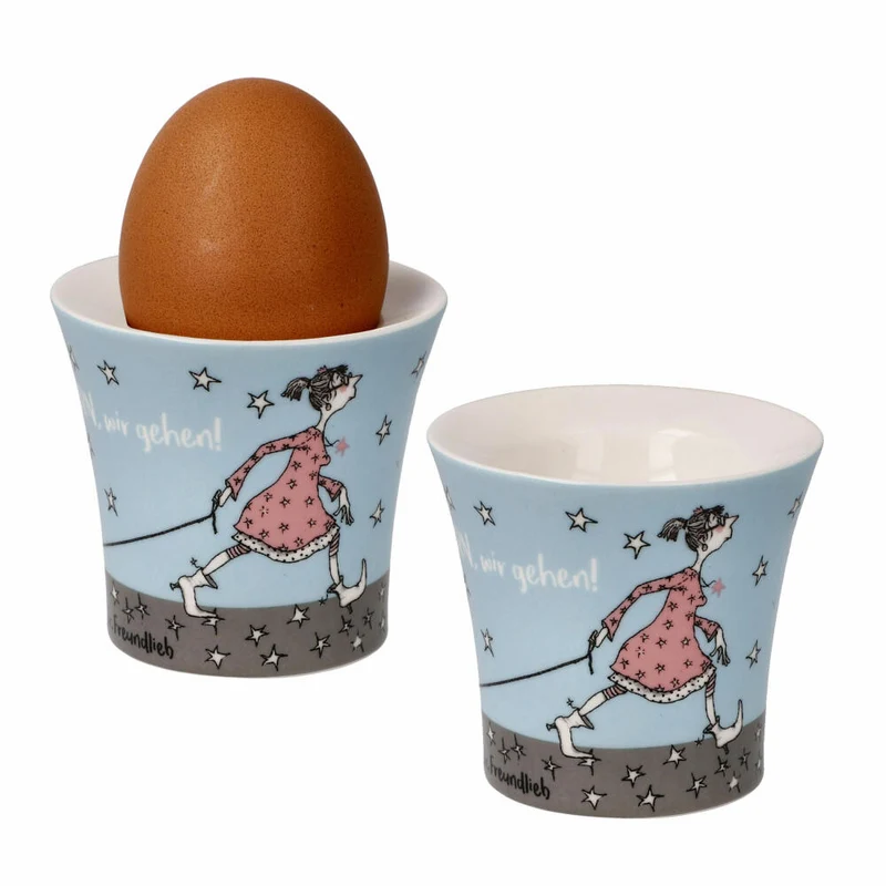 Goebel Eierbecher 2er Set B. Freundlieb - Die sind doch alle verrückt, New Bone China, Bunt, 6 cm, 27001301