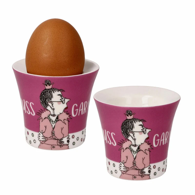 Goebel Eierbecher 2er Set Barbara Freundlieb - Ich muss gar nix, New Bone China, Bunt, 6 cm, 27001321
