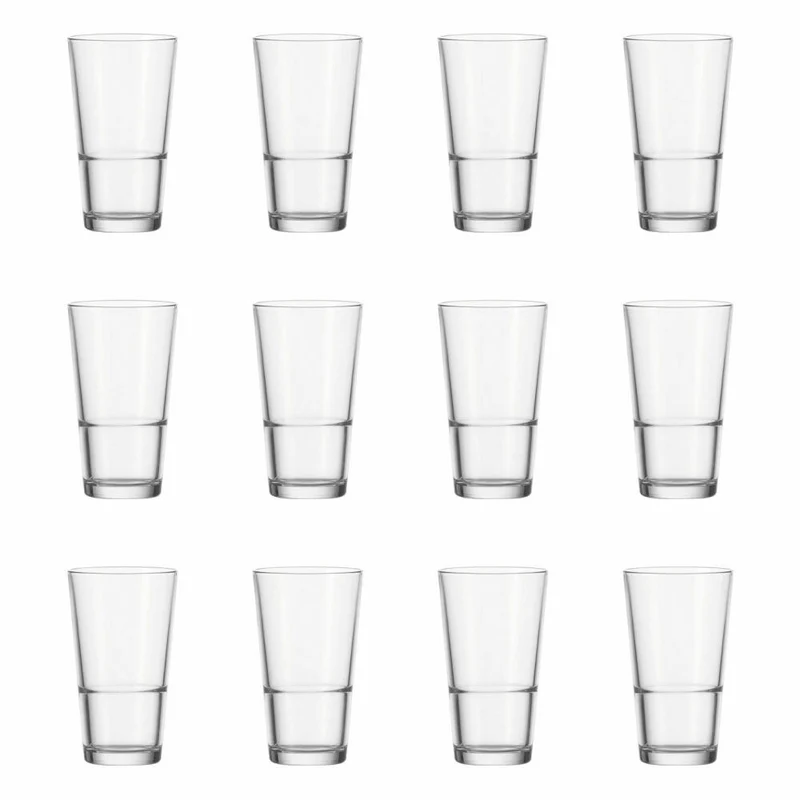 Leonardo Event Stapelbecher 12er Set, Longdrinkglas, Trinkglas, Wasserglas, Glas, 330 ml, 61700