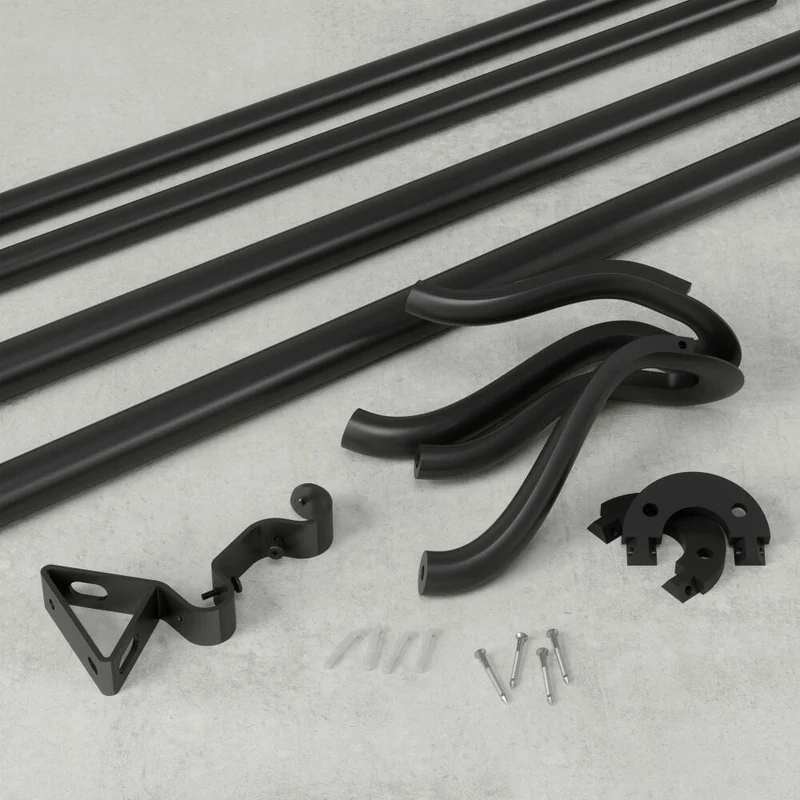 Umbra Doppel-Gardinenstange Midnight, Ausziehbare Vorhangstange, Stahl, Schwarz, 1017290-038