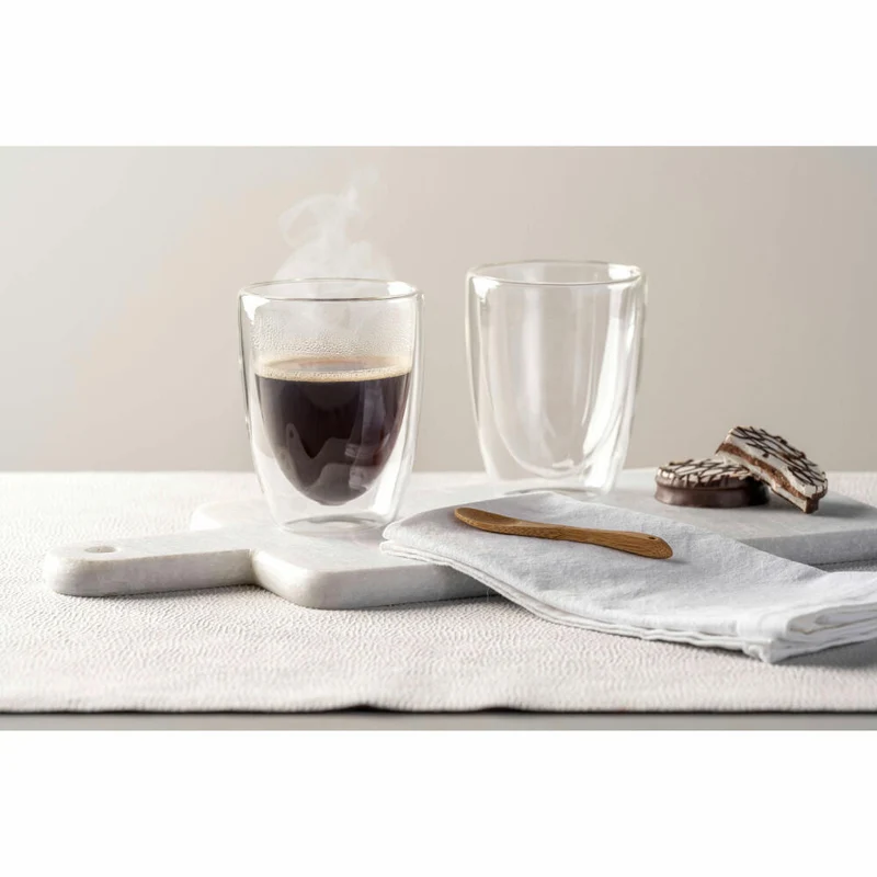 Leonardo Doppelwandbecher Duo, 2er Set, Teebecher, Becher, Tasse, Doppelwandig, Borosilikatglas, Klar, 300 ml, 053060