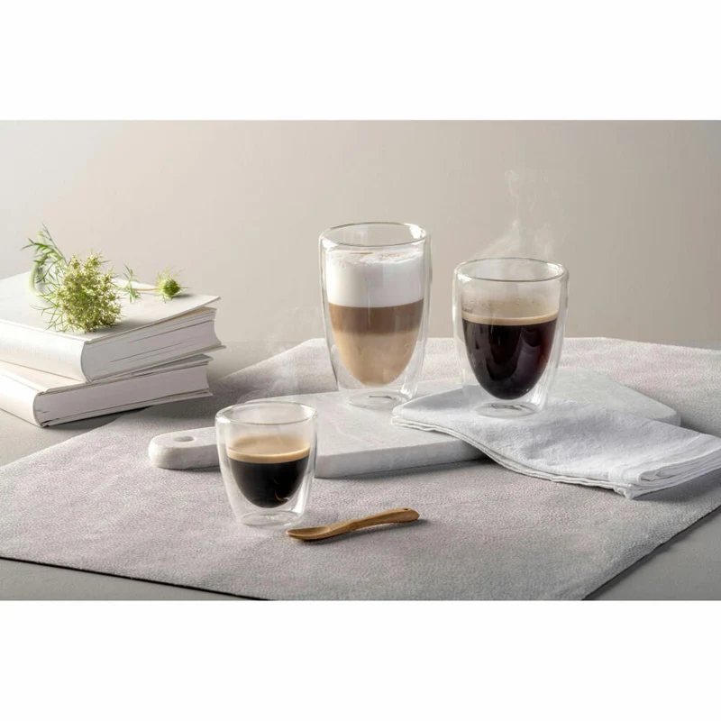 Leonardo Doppelwandbecher Duo, 2er Set, Teebecher, Becher, Tasse, Doppelwandig, Borosilikatglas, Klar, 300 ml, 053060