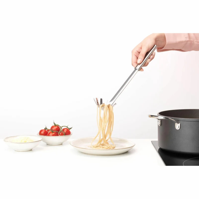 Brabantia Spaghettilöffel Profile, Nudelzange, Kochutensil, Stahl, Matt Steel, 32.6 cm, 250644