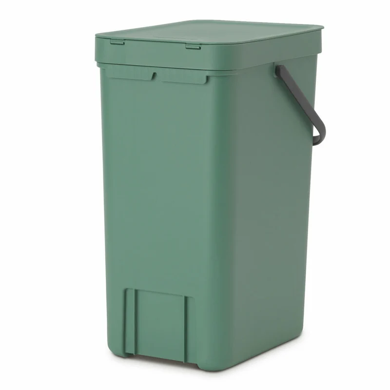 Brabantia Abfallbehälter Sort & Go, Abfalleimer, Mülleimer, Müllbehälter, Kunststoff, Fir Green, 16 L, 129827