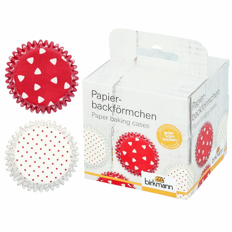 Birkmann Papierbackförmchen, 100 Stück, Backförmchen, Muffinbackform, Muffinform, Rot, Ø 7 cm, 444676