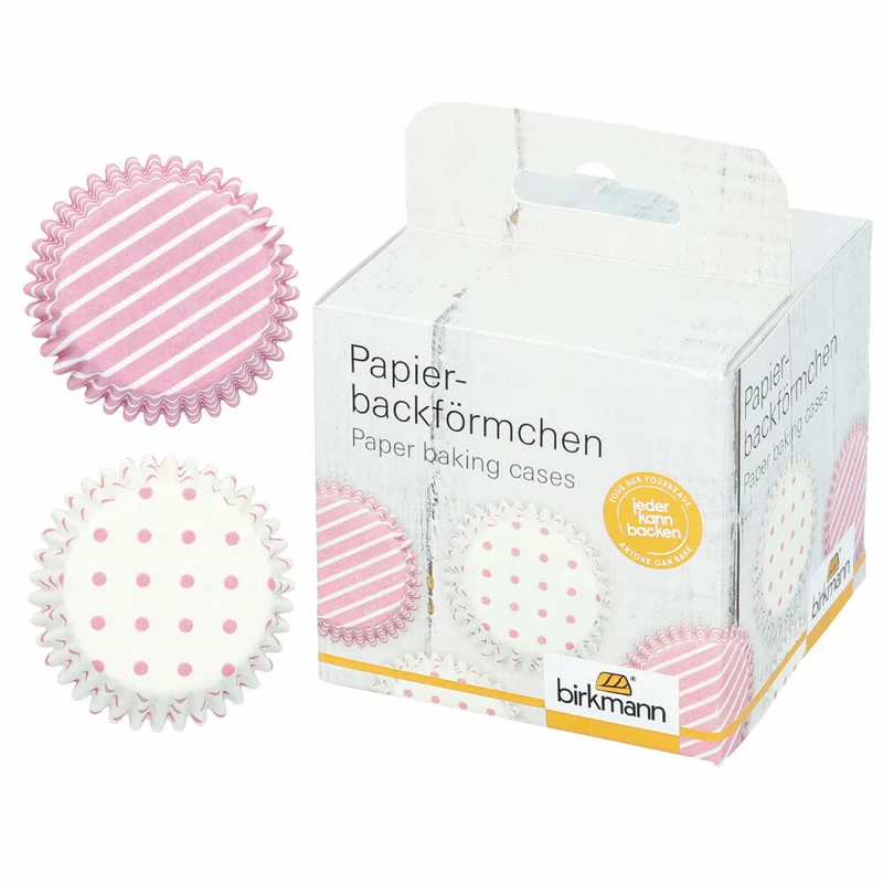 Birkmann Papierbackförmchen, 100 Stück, Backförmchen, Muffinbackform, Muffinform, Rosa, Ø 7 cm, 444683