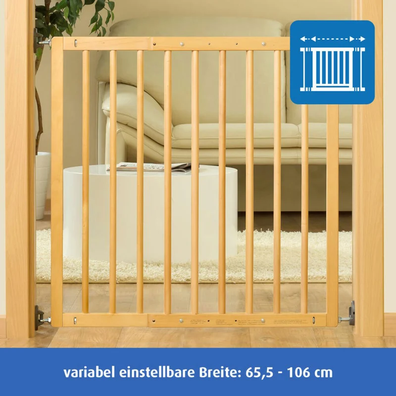 reer Basic Schraubgitter, Türgitter, Treppengitter, Treppenschutzgitter, Schutzgitter, Holz, 65.5 - 106 cm, 46977