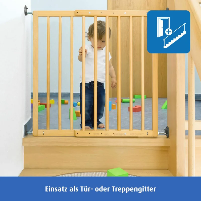 reer Basic Schraubgitter, Türgitter, Treppengitter, Treppenschutzgitter, Schutzgitter, Holz, 65.5 - 106 cm, 46977