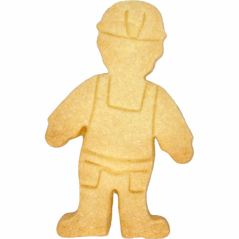 Birkmann Ausstechform Bauarbeiter, mit Innenprägung, Ausstecher, Plätzchenform, Keks, Plätzchen, Edelstahl, 8 cm, 199286