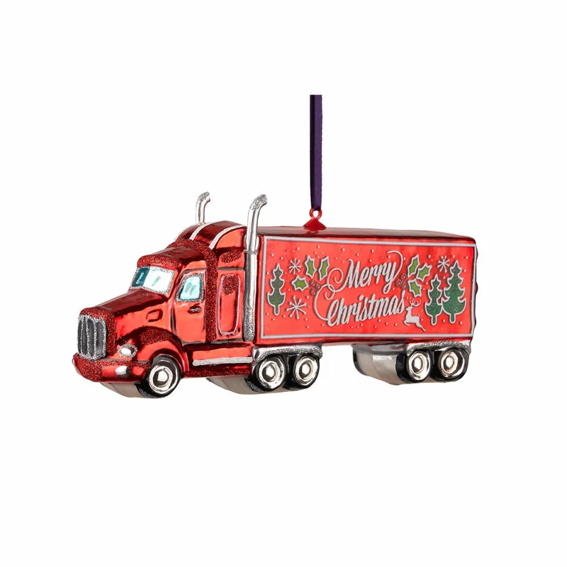 Gift Company Hänger Truck, Weihnachtsdeko, Anhänger, Deko, Baumschmuck, Glas, Rot, 1069201003