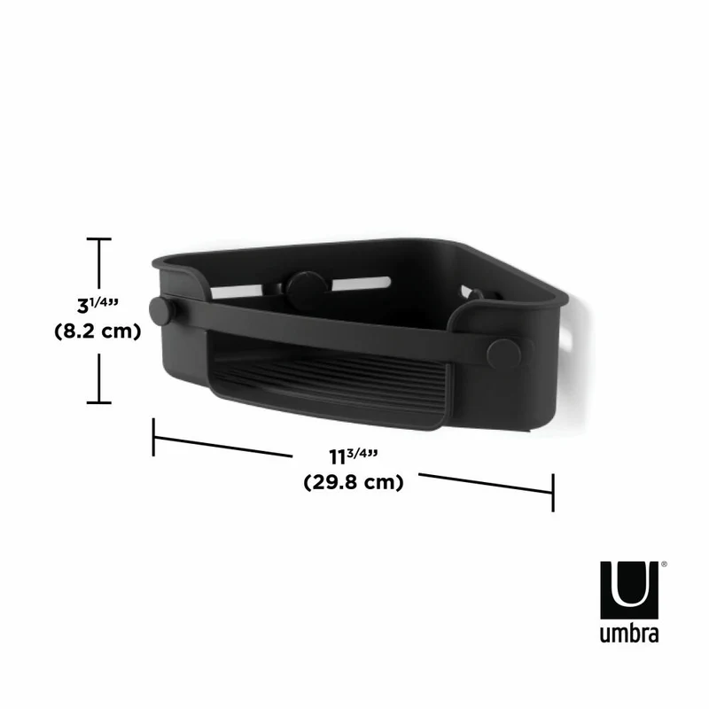 Umbra Duschregal Flex, Eckduschablage mit Gel-Lock, Kunststoff, Schwarz, 1004435-040