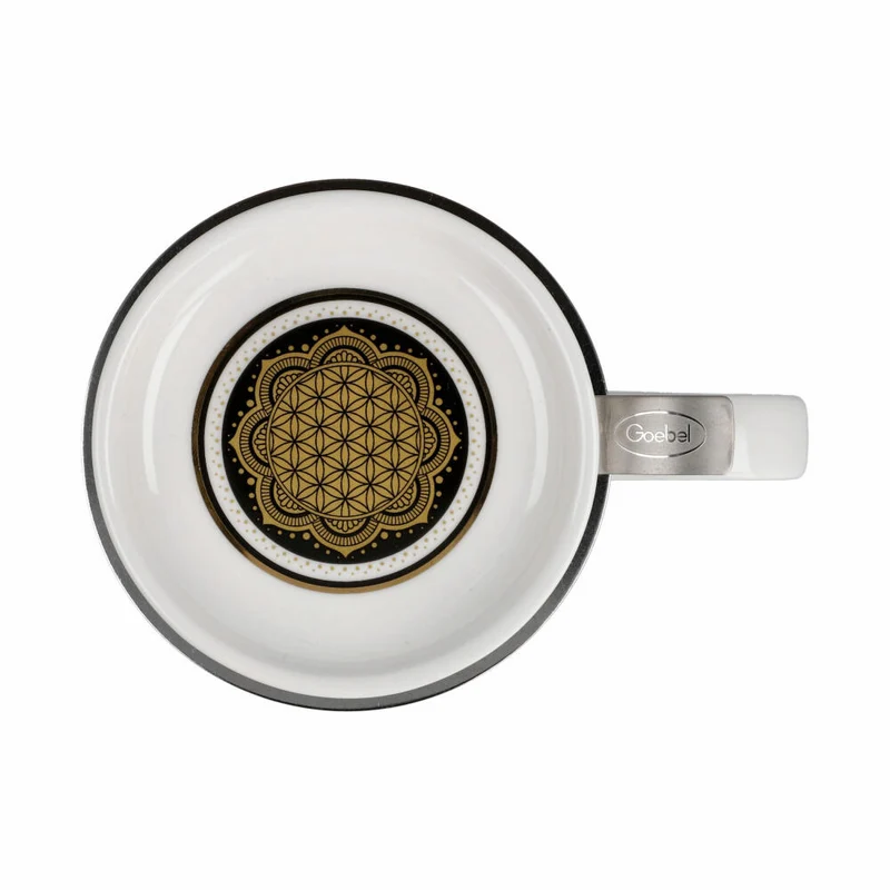 Goebel Teetasse mit Deckel und Sieb Yin Yang Schwarz, Lotus Becher, Fine Bone China, Bunt, 450 ml, 23101751