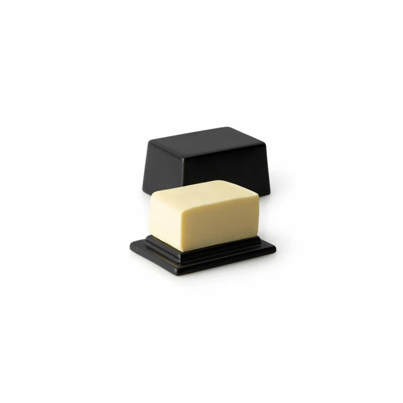 Continenta Butterdose, für 125 g Butter, Dose, Butteraufbewahrung, Butterschale, Butterbehälter, Keramik, Schwarz, 3725