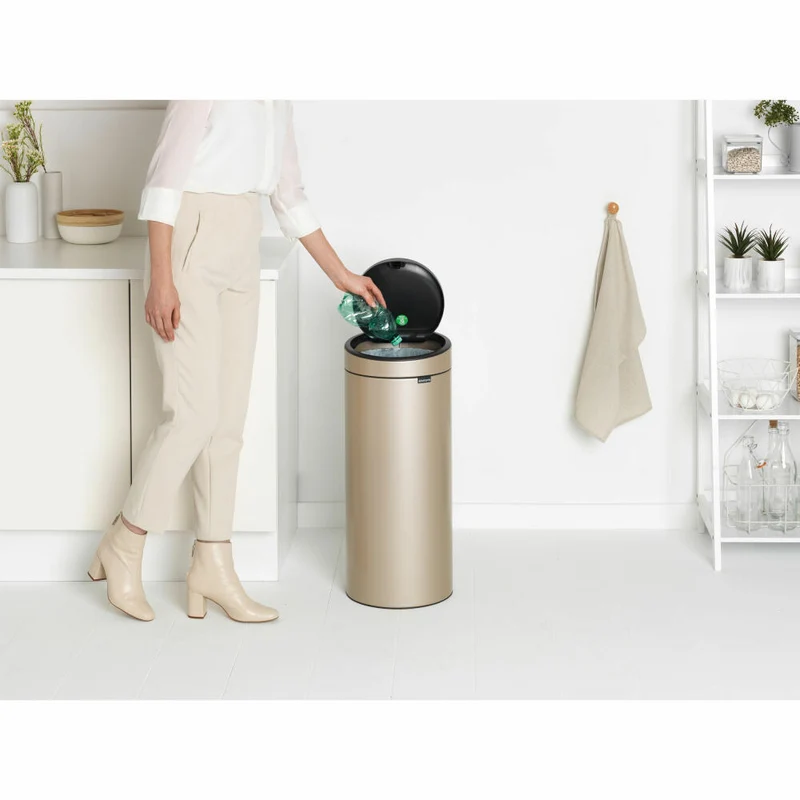 Brabantia Abfalleimer Touch Bin New, Abfalleimer, Mülleimer, Müllbehälter, Stahl, Metallic Gold, 30 L, 304507