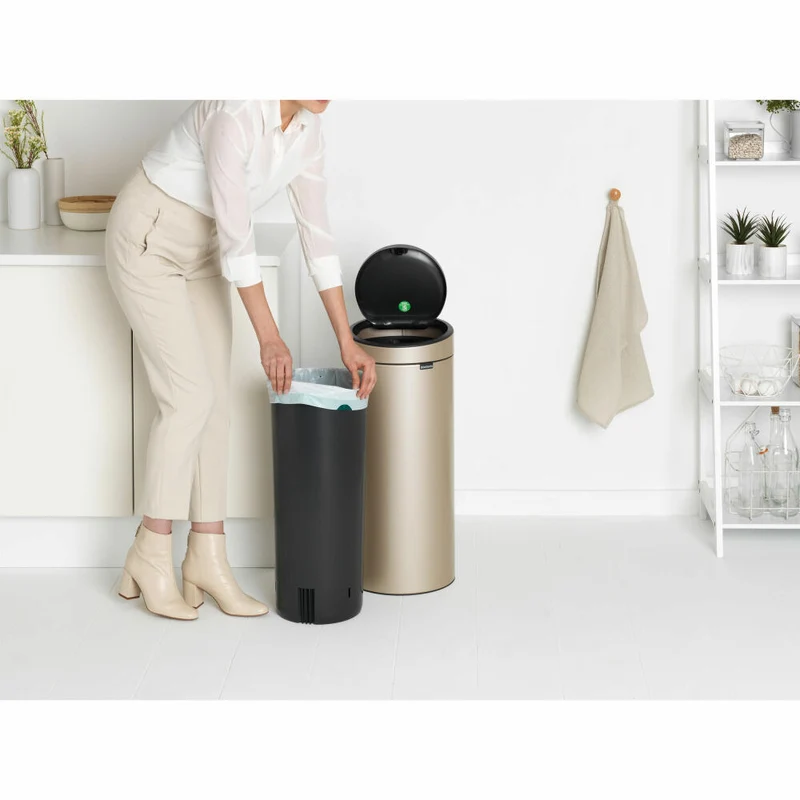 Brabantia Abfalleimer Touch Bin New, Abfalleimer, Mülleimer, Müllbehälter, Stahl, Metallic Gold, 30 L, 304507