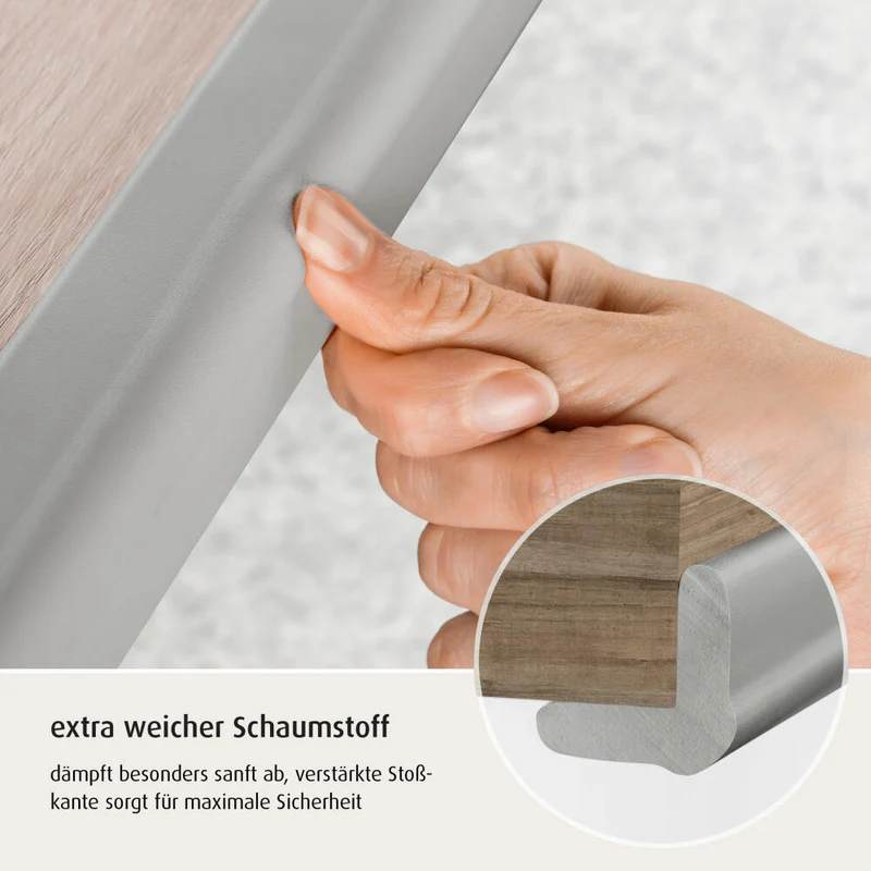 reer Kantenschutz soft, Kanten Schutz, Kinder, Sicherheit, Kindersicherung, Schaumstoff, Grau, 82041