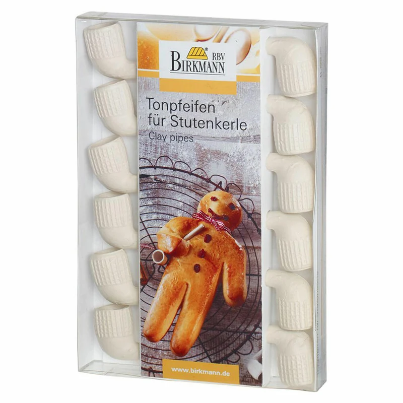Birkmann Tonpfeifen für Stutenkerl, Pfeifen, Backpfeifen, Backzubehör, 8 cm, Ton, 330283