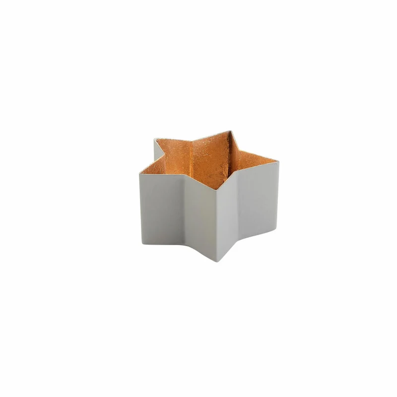 Gift Company Windlicht Madras Stern S, Teelichthalter, Kerzenhalter, Eisen, Grau / Nudegold, 8 cm, 10103030