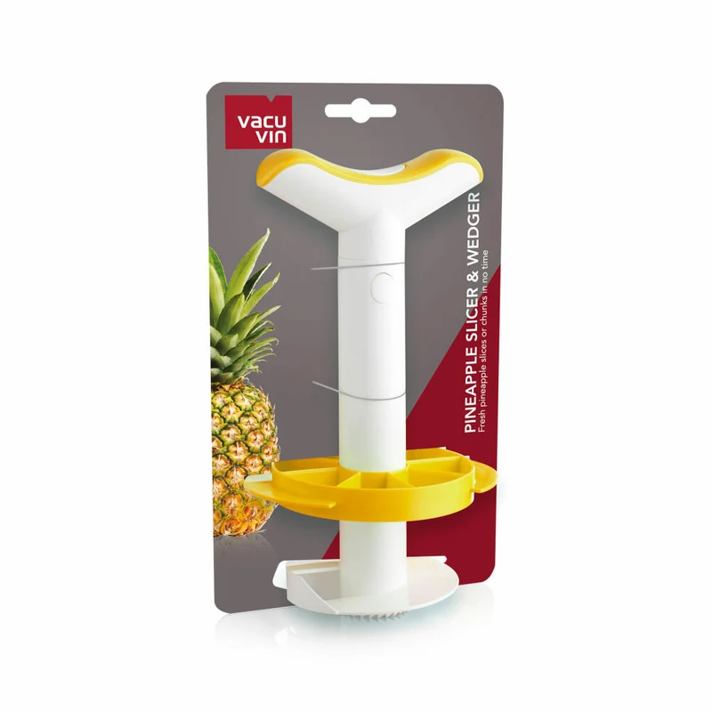 Vacu Vin Ananasschneider und -Teiler, Ananas Schneider, Ananasteiler, Ananasentkerner, Weiß / Gelb, 4863260