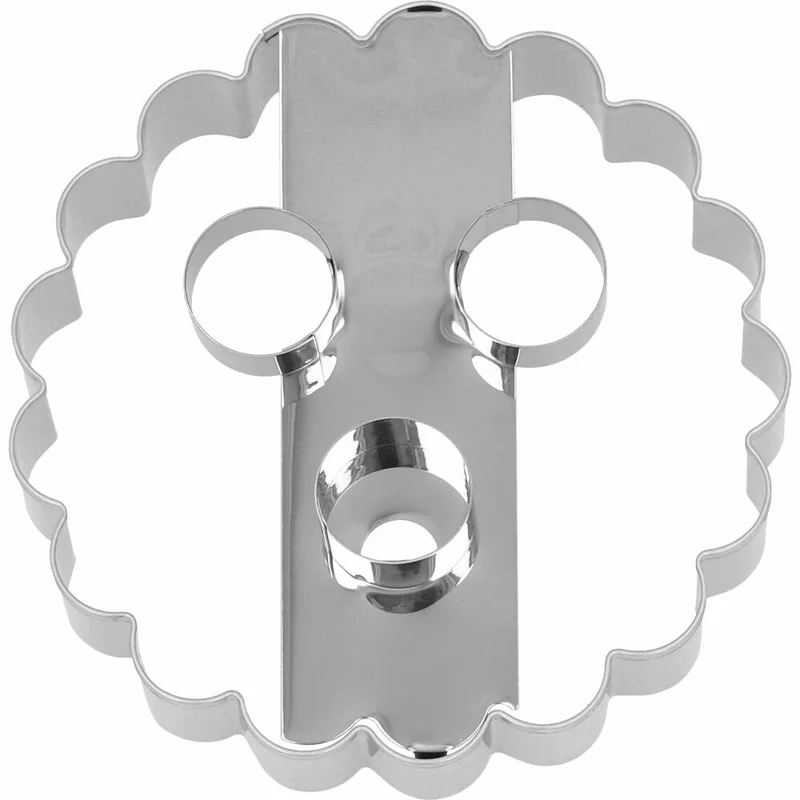 Birkmann Ausstechform Linzer mit 3 Löchern, Ausstecher, Plätzchenform, Keks, Plätzchen, Edelstahl, 10 cm, 198999